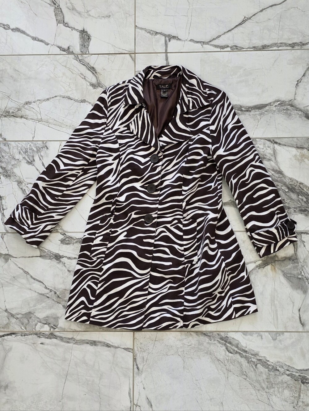 Zebra Print Trench Coat - Black & White